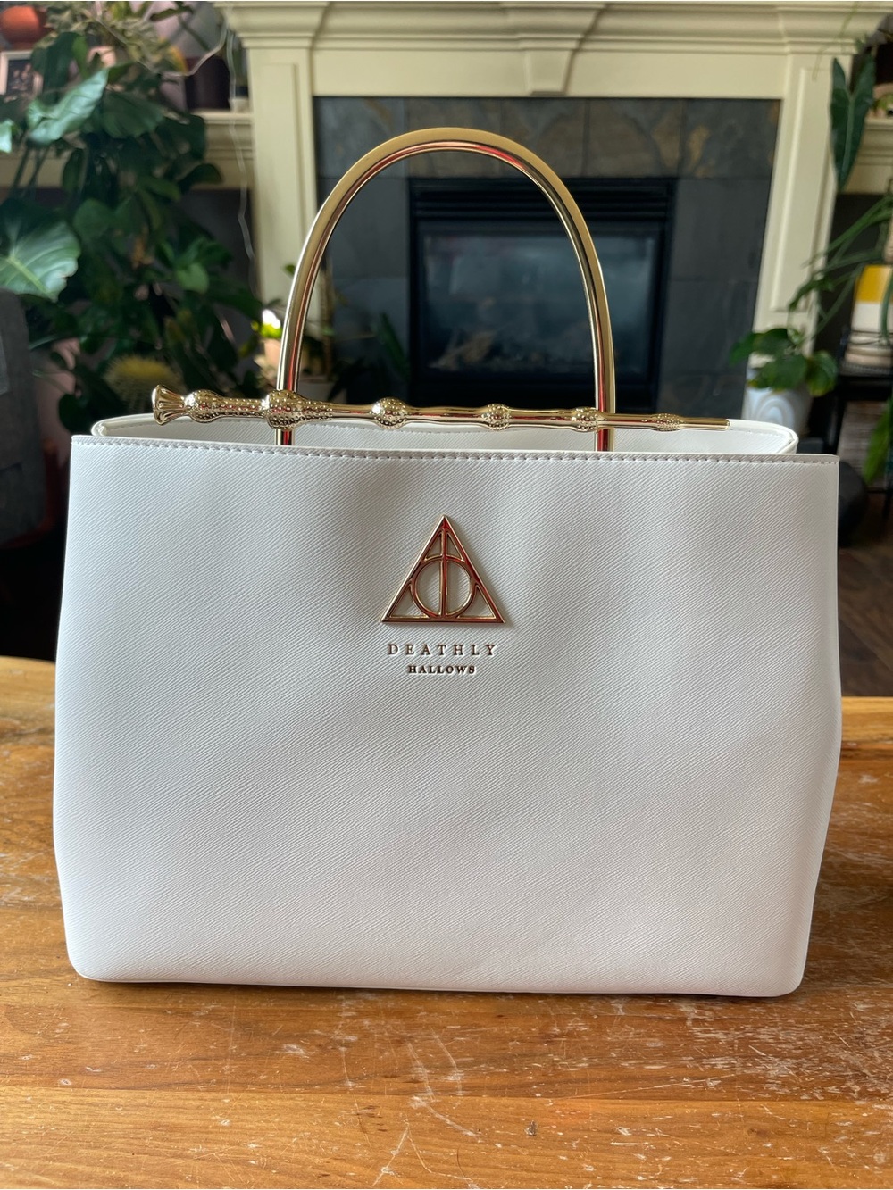 Loungefly Harry Potter and the Deathly Hallows Tote with Gold Handles